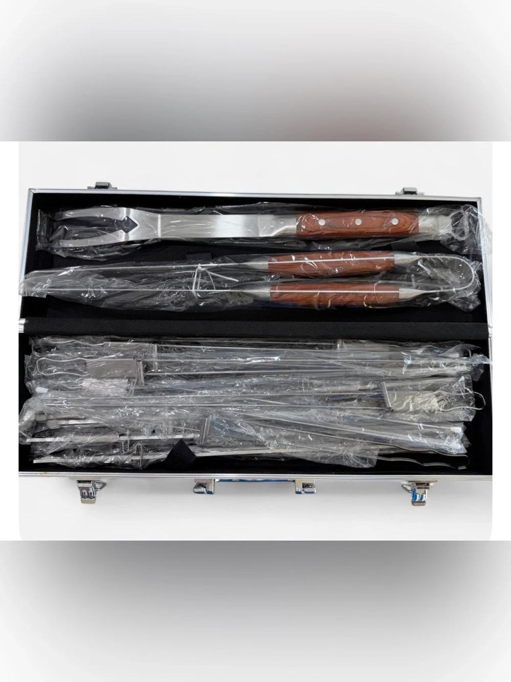 Stainless Steel Barbecue Tool Set and BBQ Caddy.
